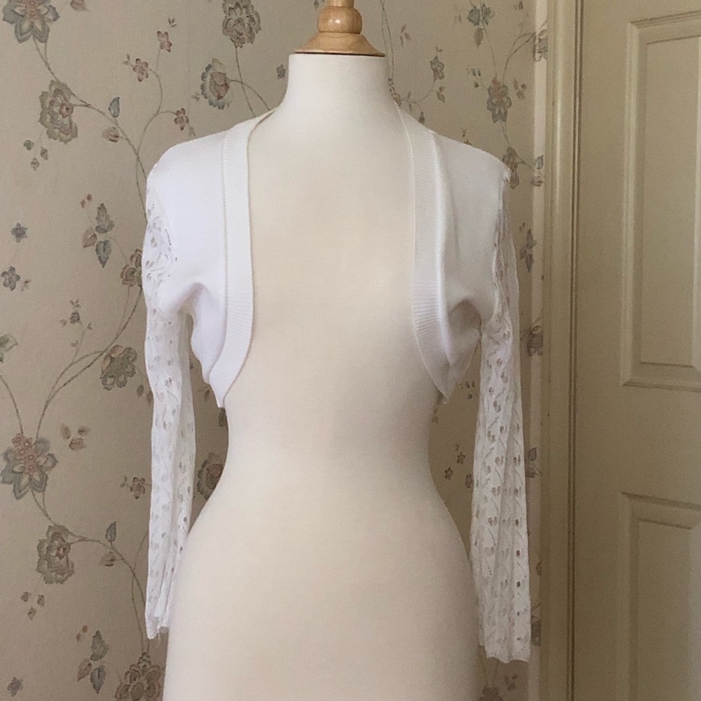 White Bolero with Lace Sleeves